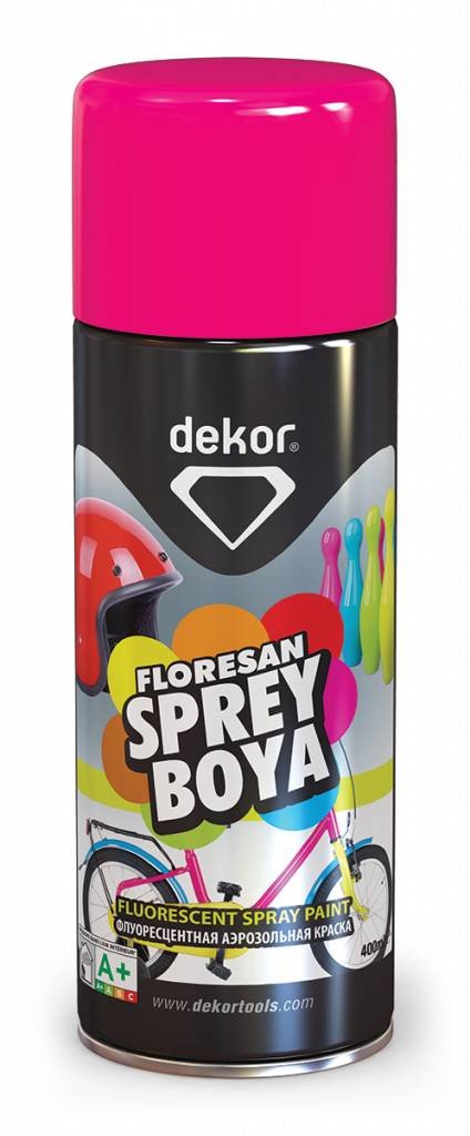 DEKOR spray paint roze fluoriserend verf (400ml)