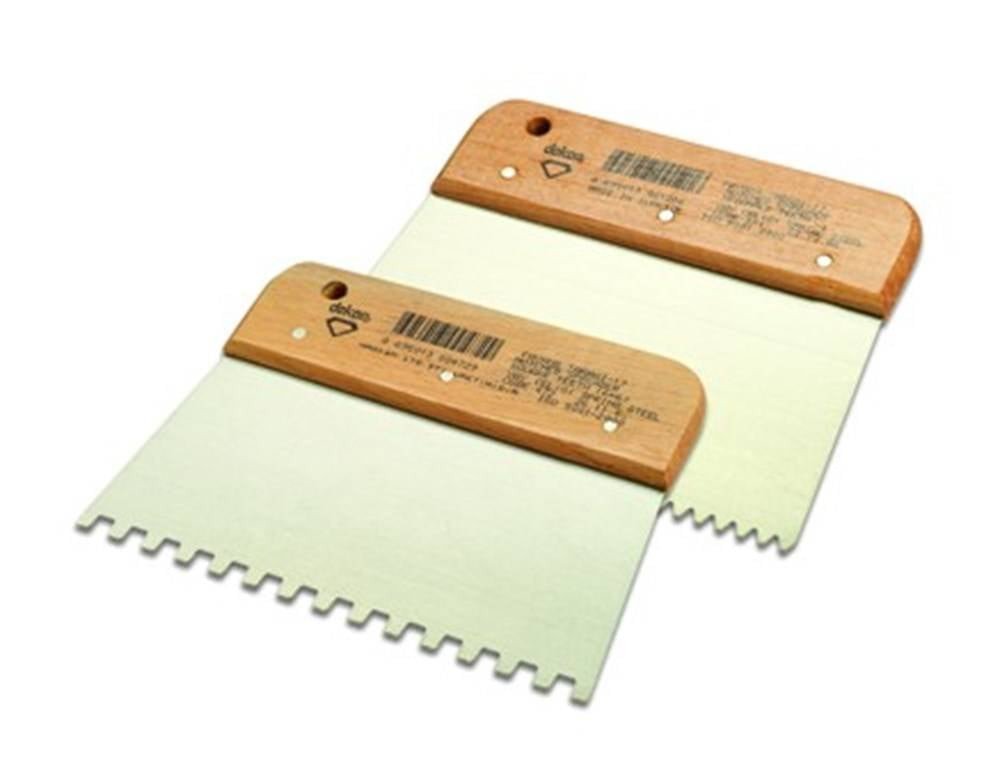 DEKOR Getande lijmkam – Houten handvat, Breedte 170 mm 6×6 RVS